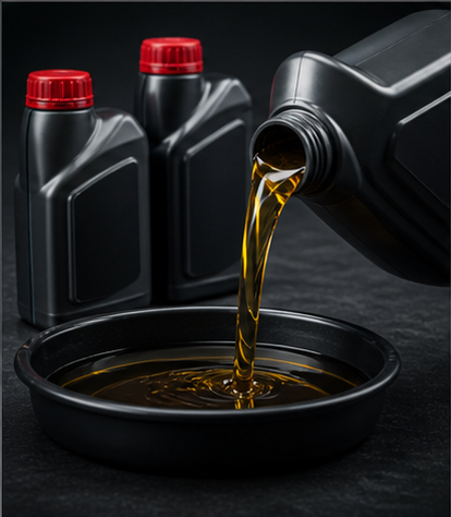 Engine oil bottles and lubricant pour
