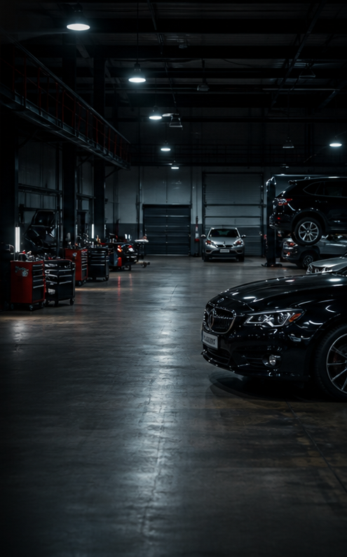 Premium automotive workshop service bay at Karnal Motors