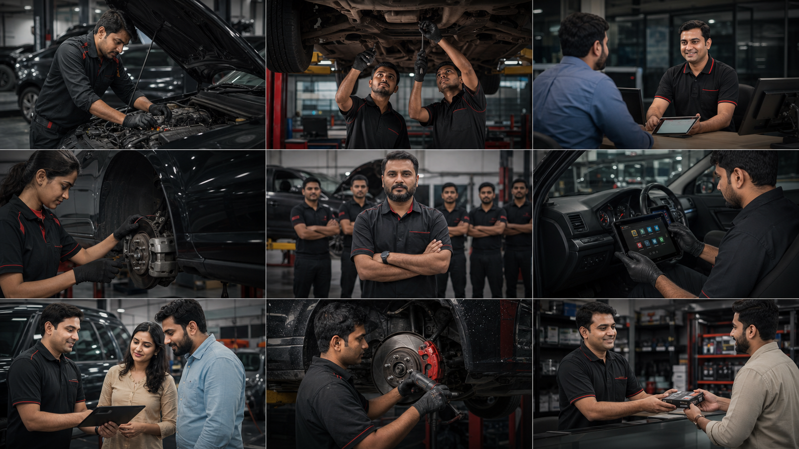 Karnal Motors workshop team, service, and auto parts work